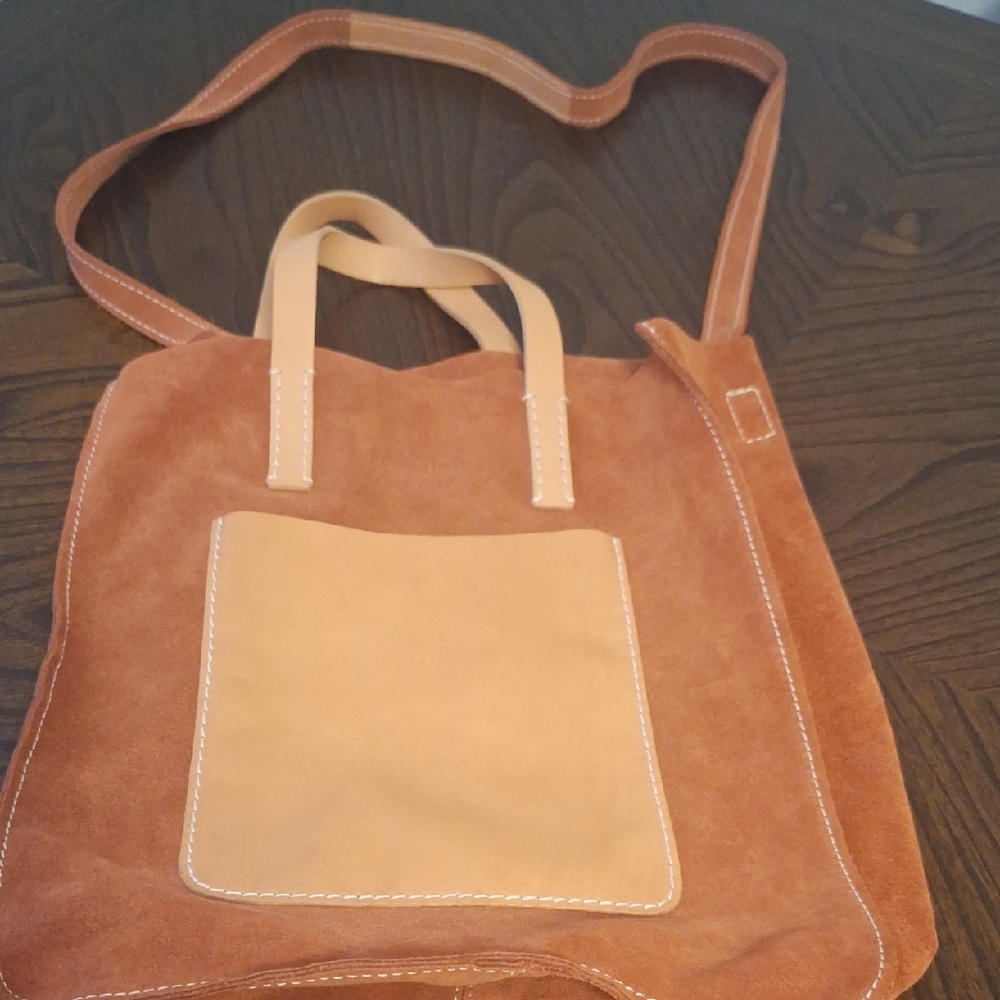 Elegant Tan Suede Shoulder Bag fair child BALDWIN NEWYORK